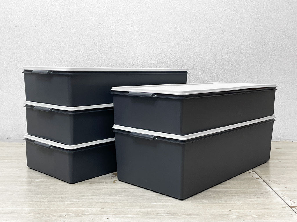 タッパーウェア Tupperware スーパーケース Super Case ロング 38&56リットル 5個セット フタ付き ホワイト×グレー 中古品 買い取りしました。