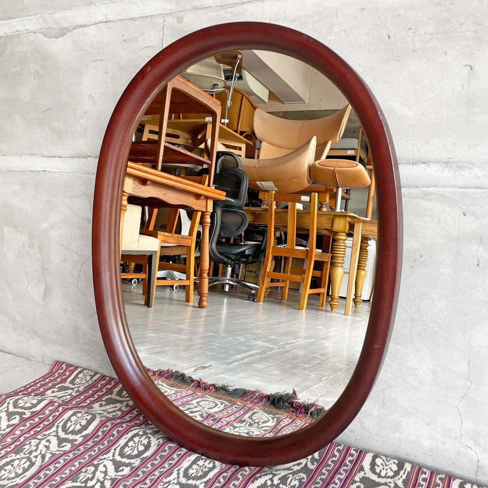 秋田木工 Akimoku 曲木鏡 オーバル ウォールミラー 壁掛け鏡 小判型 特大 ブナ材 柳宗理 古代色 ビンテージ ～毎日使うからこそ～