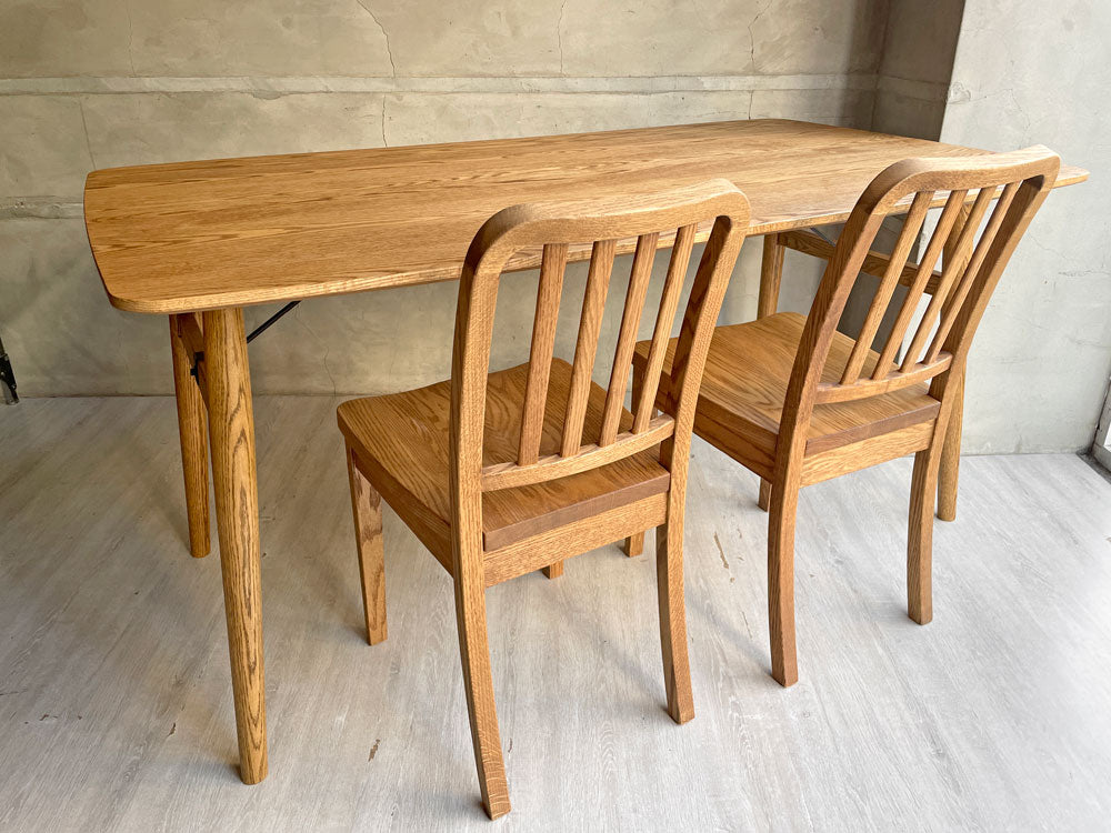 モモナチュラル MOMO Natural ベント VENT CAB TOP ダイニングテーブル ISO WOOD LEG オーク材 W150cm & ベーシック BASIC ダイニングチェア オーク無垢材 オイル仕上げ 2脚セット 中古品 買い取りしました。