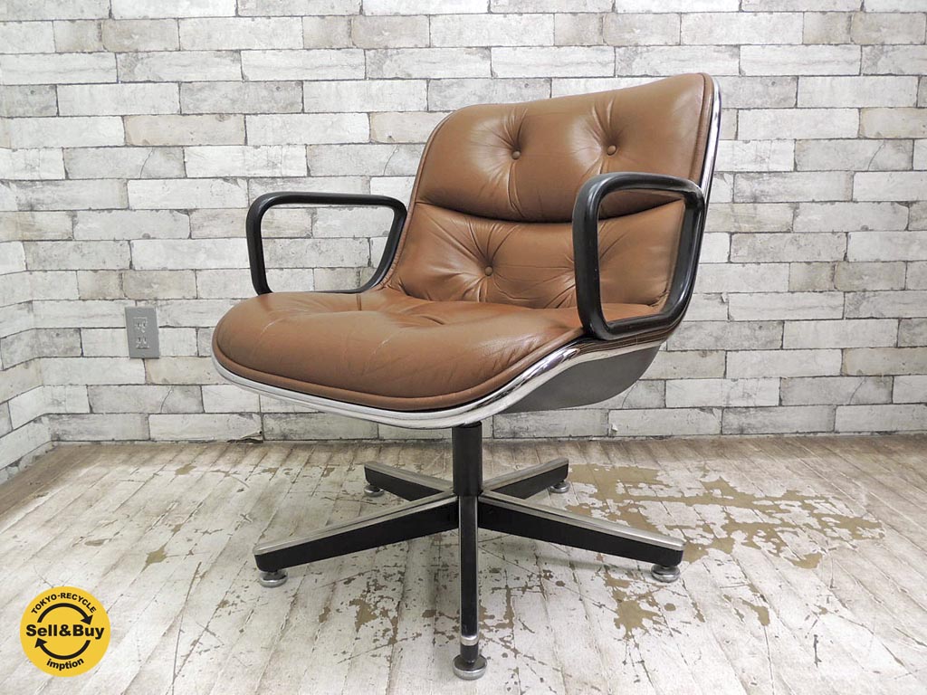 ノル Knoll ポロック チェア Pollock chair 4本脚 昇降 ノーマル ベース キャメル レザー 本革 デスクチェア 中古品 買い取りしました。祖師谷大蔵店 出張買取もお任せ下さい。