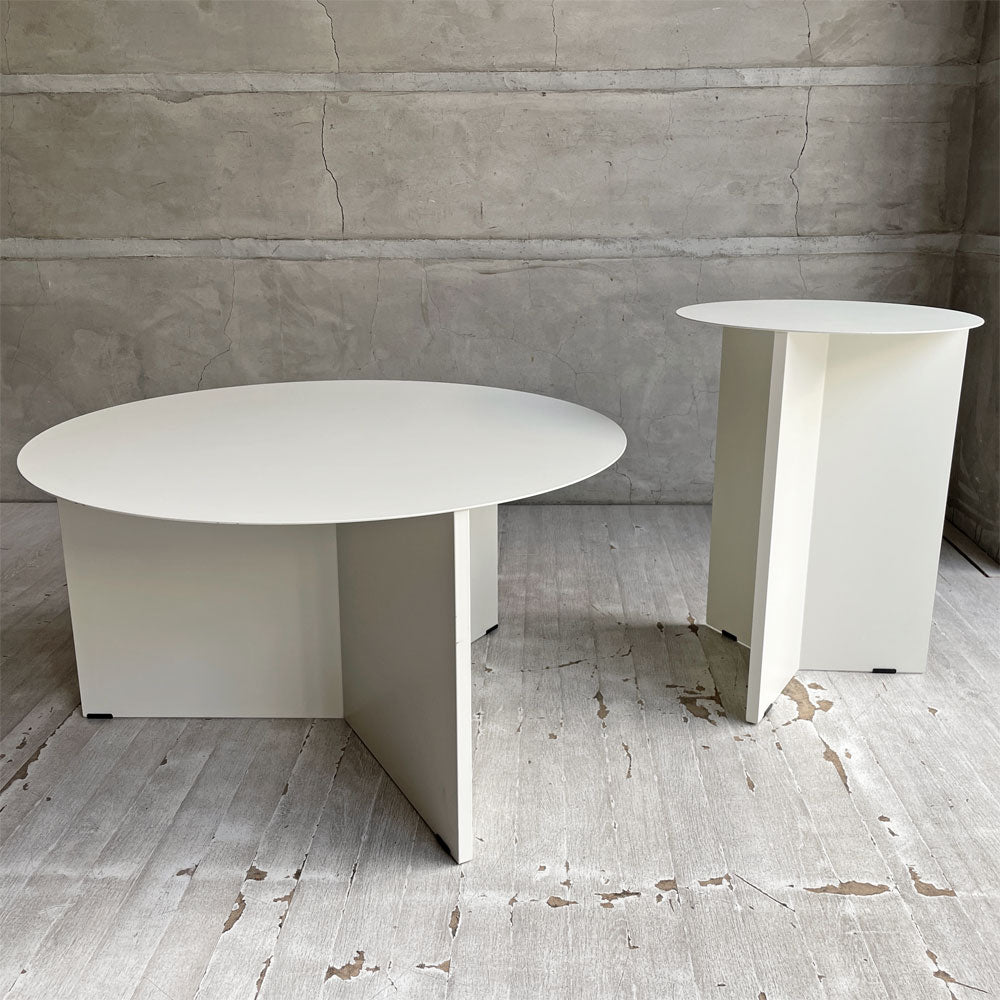 【学芸大学店】ヘイ HAY スリットテーブル SLIT TABLE XL＆HIGH ホワイト スチール サイドテーブル ローテーブル コーヒーテーブル ラウンド Φ65cm モダン デンマーク 北欧家具 ♪２台 買取させていただきました。