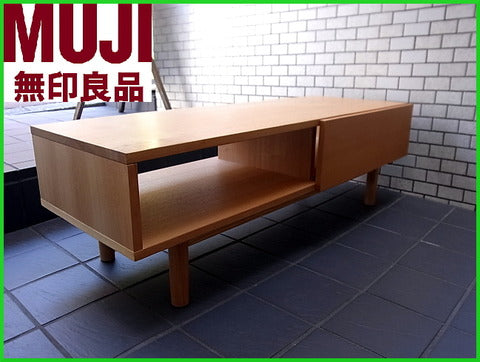 安定のインテリア性と利便性～無印良品 MUJI 廃番 タモ材 前面 スライドパネル AVボード テレビボード【買取と販売とレンタルのお店】