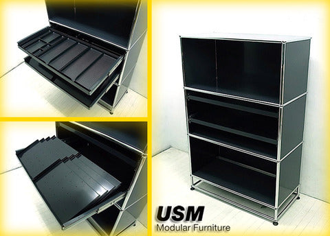 ～スイス生まれの秀逸なモジュラーシステム～ USM Haller / ハラーシステム 渋めのアントラサイト×グラファイトブラックカラー 『 スライドトレー付きシェルフ 』 入荷！