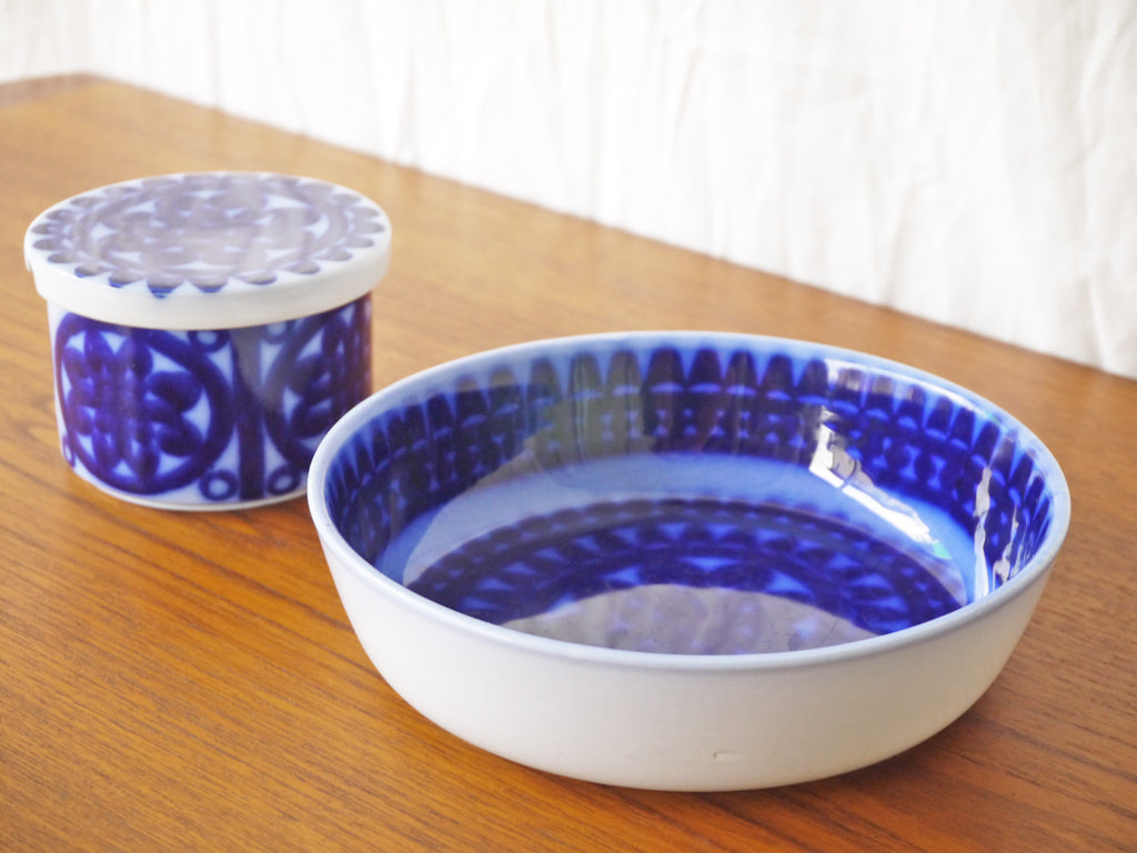 グスタフスベリ GUSTAVSBERG ブローヒュサール Bla Husar シュガーポット & プレート スティグ・リンドベリ ビンテージ 北欧食器 希少品 中古品 買い取りしました。