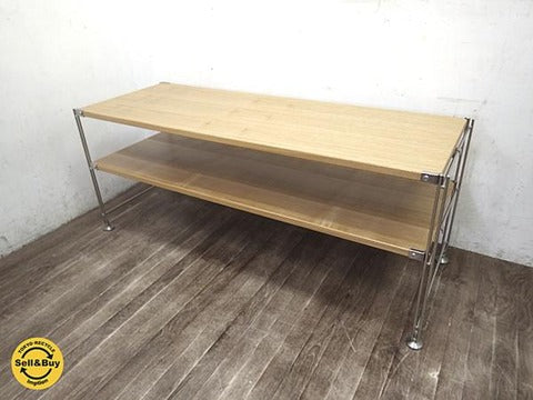 美品！ MUJI / 無印良品のロングセラーアイテム 『 ステンレスユニットシェルフ  タモ材棚  2段 』 ～ 汎用性の高い使い勝手の良い機能的シェルフ！！ ～