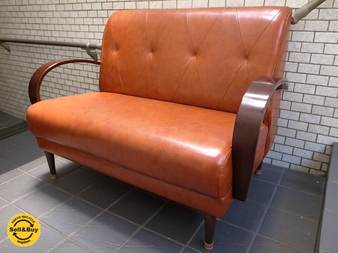 B-Company ビーカンパニー クールベ レザー 2P ソファ ～気軽にレトロ ビンテージスタイルが楽しめる