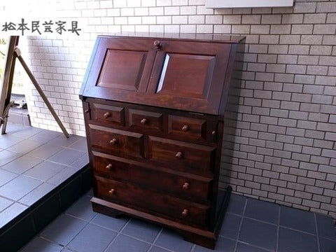 伝統工芸品 松本民芸家具 ミズメ桜無垢材 T型 ライティングビューロー ～ 美しい日本の家具　【買取と販売とレンタルのお店】