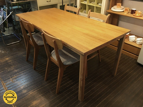 無印良品 MUJI タモ無垢集成材 ダイニングテーブル w165 ナチュラル ～ シンプル且つ大振りのテーブルをダイニングの主役に。 【買取と販売とレンタルのお店】