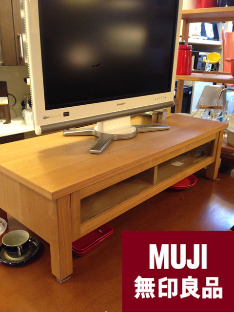リビングもスッキリ、キレイメ～muji/無印良品 フラップ扉 AVボード タモ材【買取＆販売＆レンタル】