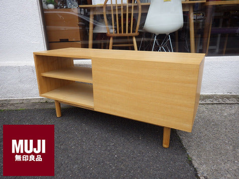 無印良品 MUJI タモ材 AVラック TVボード ナチュラル W120 『機能的で、くせのないシンプルなデザイン☆』【買取と販売とレンタルのお店】