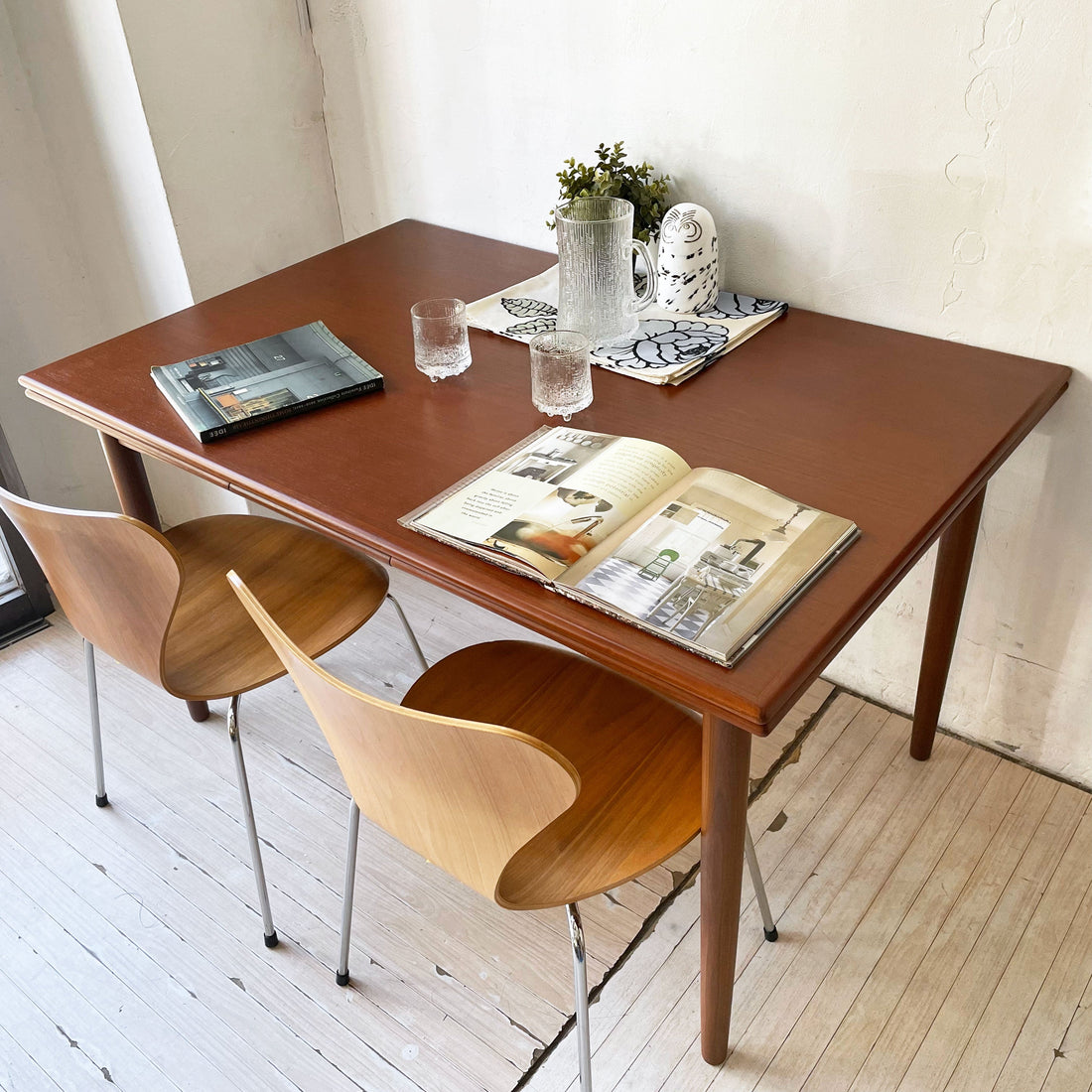 【下北沢店】デンマークビンテージ Danish Vintage エクステンション EX ダイニングテーブル チーク材 伸長式 北欧家具 買取させていただきました。