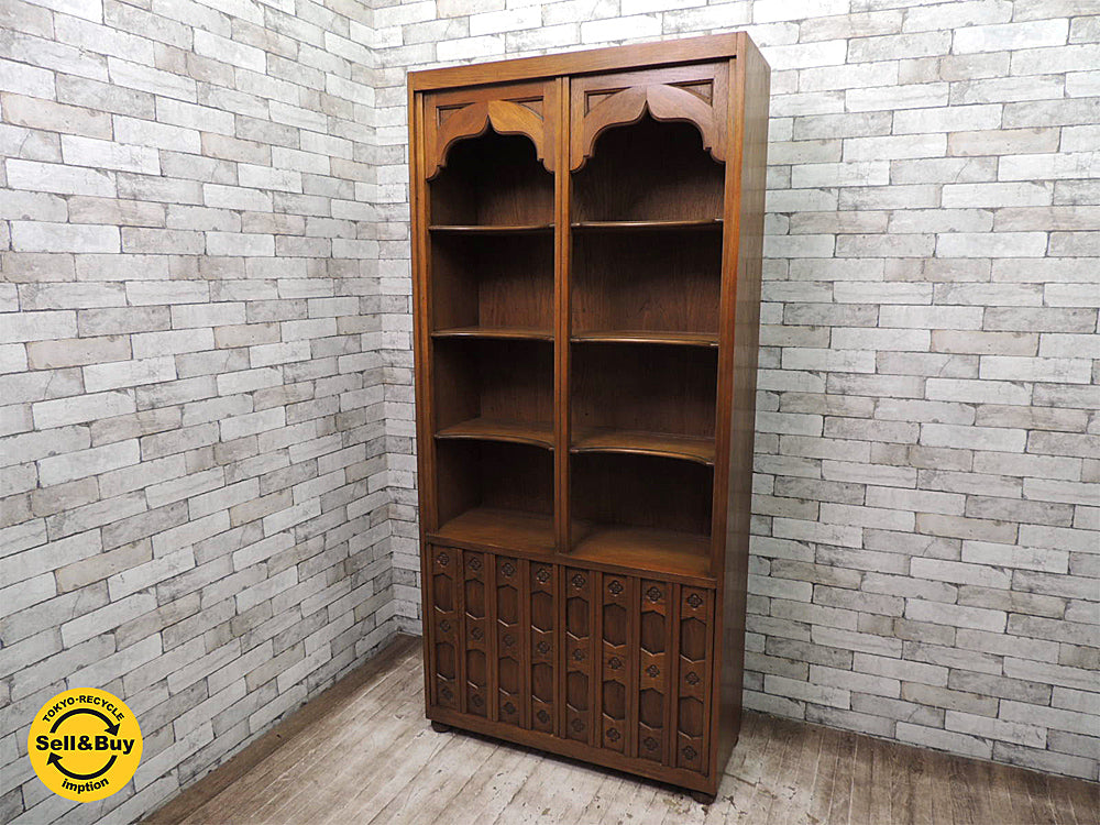 ドレクセルヘリテイジ DREXEL HERITAGE エスペラント ESPERANTO 本棚 ブックシェルフ 飾り棚 ディスプレイシェルフ 銘木ぺカン×マホガニー材使用 60's ビンテージ スパニッシュスタイル 定価:60万～ 高級家具 買い取りしました。用賀店 出張買取もお任せ下さい。