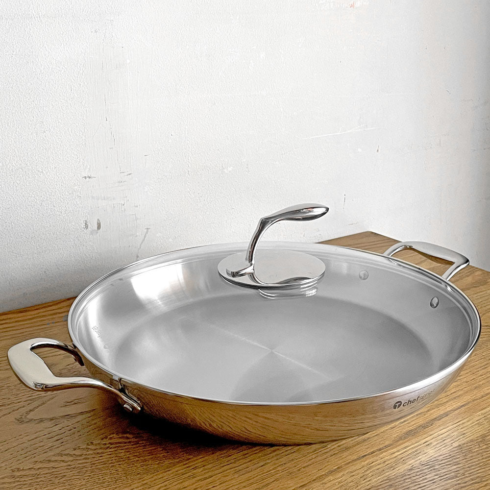 【自由が丘店】タッパーウェア Tupperware シェフシリーズ Chef Series パエリアパン Paella pan 36cm ガラス蓋付 ステンレス 日本未発売品 買取させていただきました。