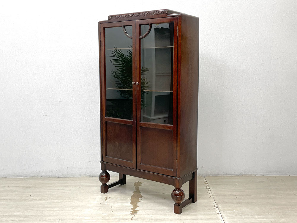 UKビンテージ Vintage オーク材 ブックケース 本棚 4段 ガラスキャビネット コレクションケース ロイズアンティークス Lloyd's Antiques 購入 英国家具 鍵欠品 中古品 買い取りしました。