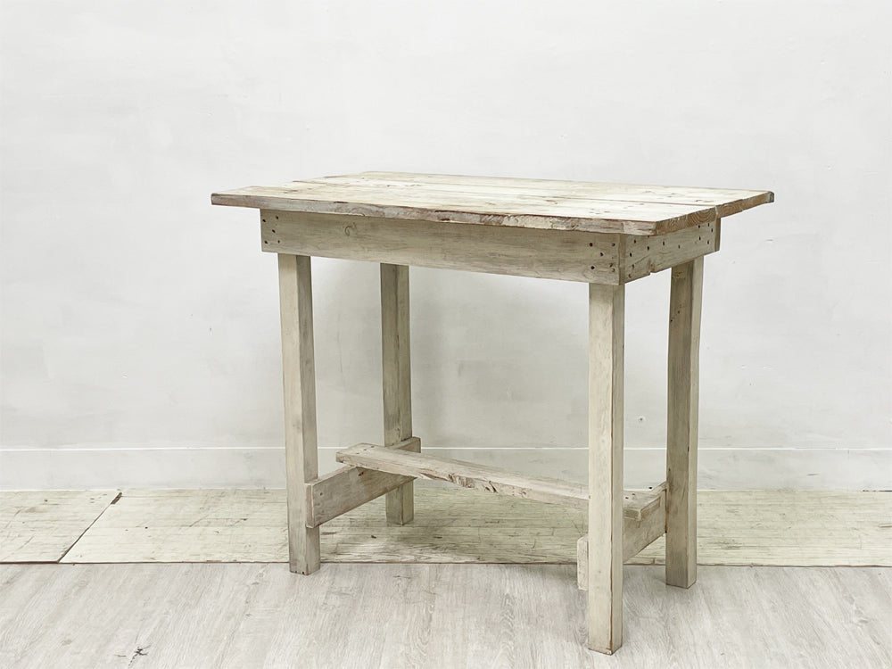 ビンテージ Vintage 木製 デスク ワークテーブル W90cm ホワイトペイント シャビーシック 店舗什器 中古品 買い取りしました。