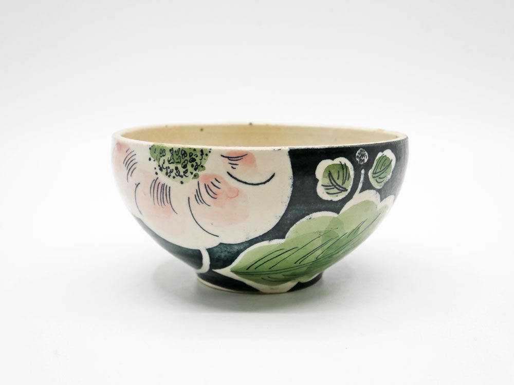 大谷桃子 黒地 桃色菊 丸鉢 ボウル Φ13cm 大谷製陶所 現代作家 中古品 買い取りしました。