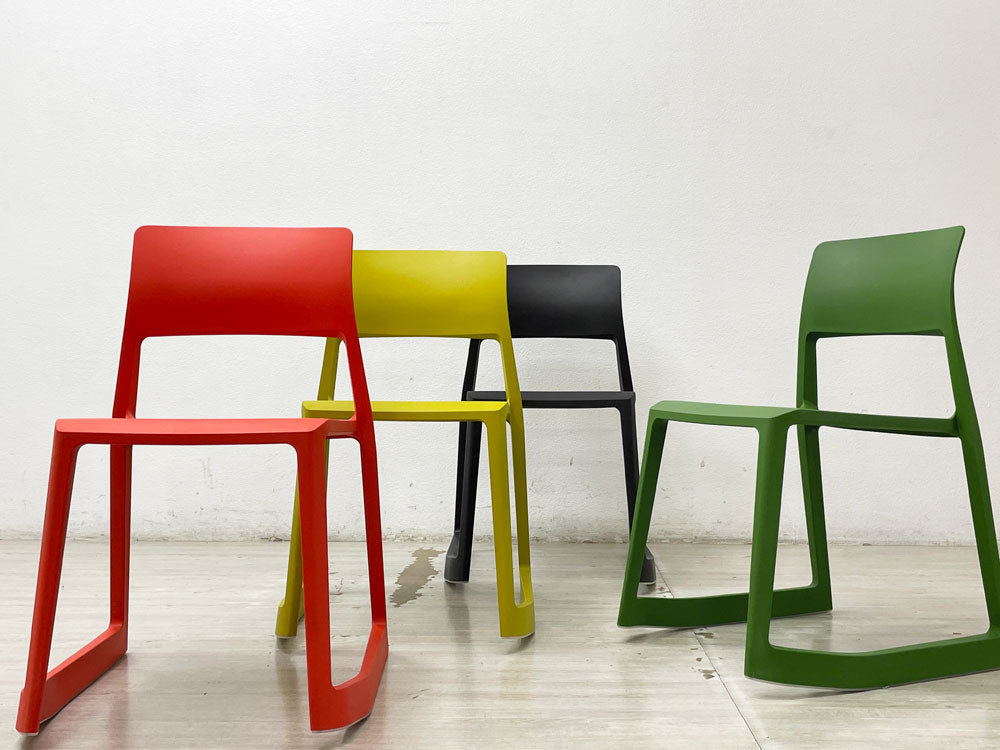 ヴィトラ Vitra ティプトン Tip Ton ワークチェア ダイニングチェア デスクチェア マンゴー・カクタスグリーン・ポピーレッド・ベーシックダーク 計4脚 スタッキング チルト機能 定価￥42,900- 中古品 買い取りしました。