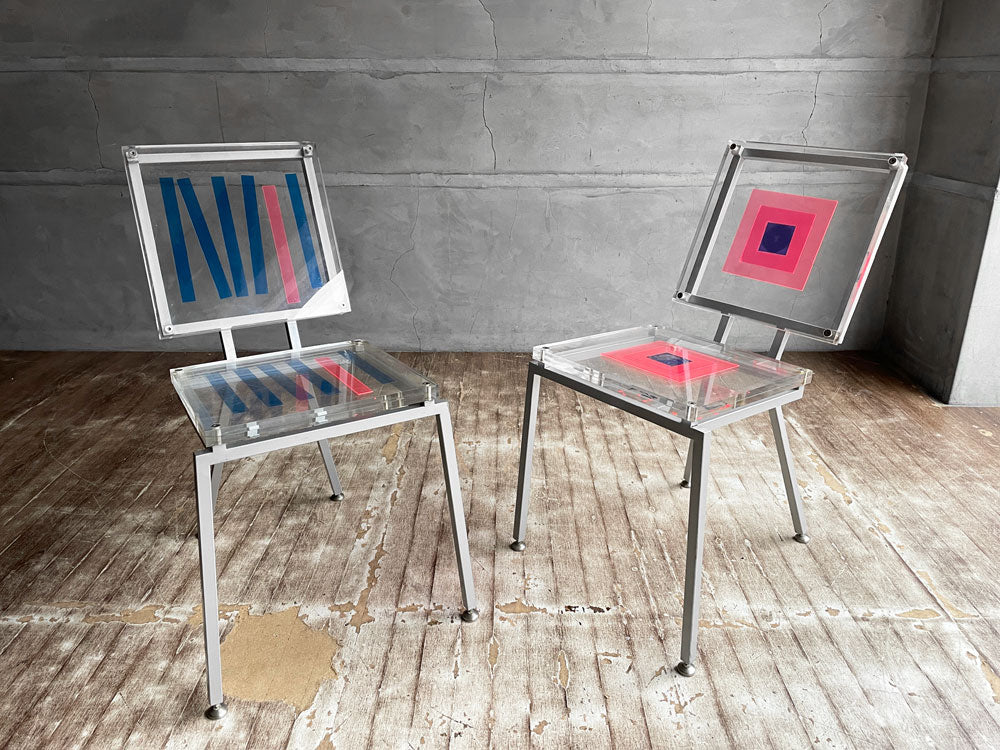 ポストモダンデザイン Post Modern Design アクリル × スチール チェア 2脚セット スペースエイジ レトロポップ 中古品 買い取りしました。