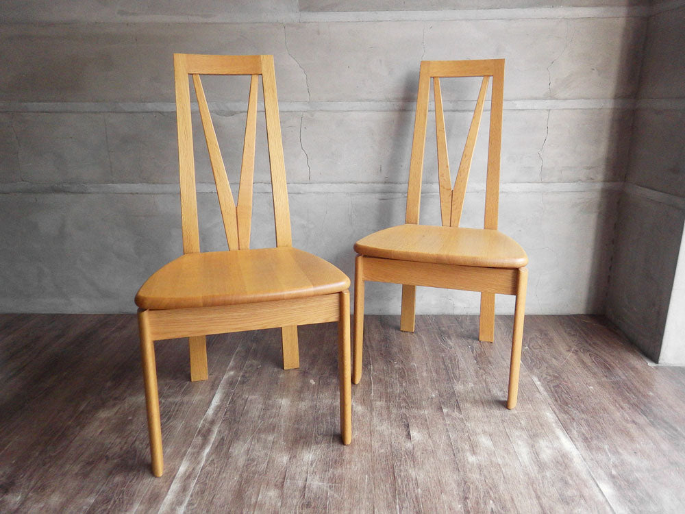 日進木工 NISSIN カーヴ CARVE White Wood オーク無垢材 ハイバック ダイニングチェア 板座 2脚セット 中古品 買い取りしました。