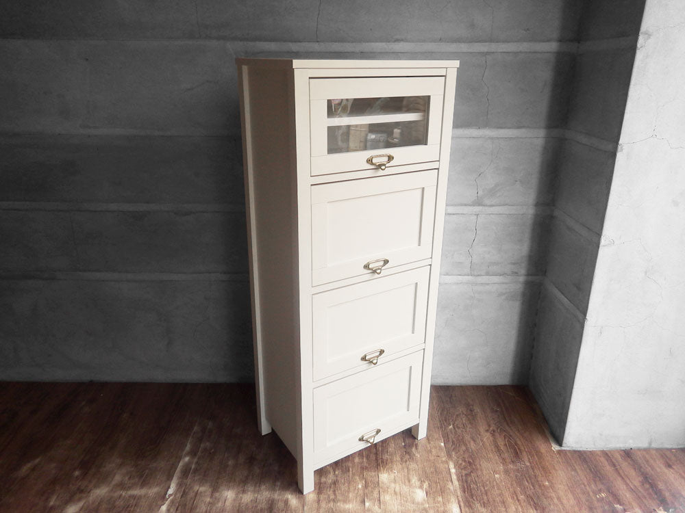 モモナチュラル MOMO Natural シエル CIELE スリムキャビネット フラップ扉 4段 食器棚 ホワイト 中古品 買い取りしました。