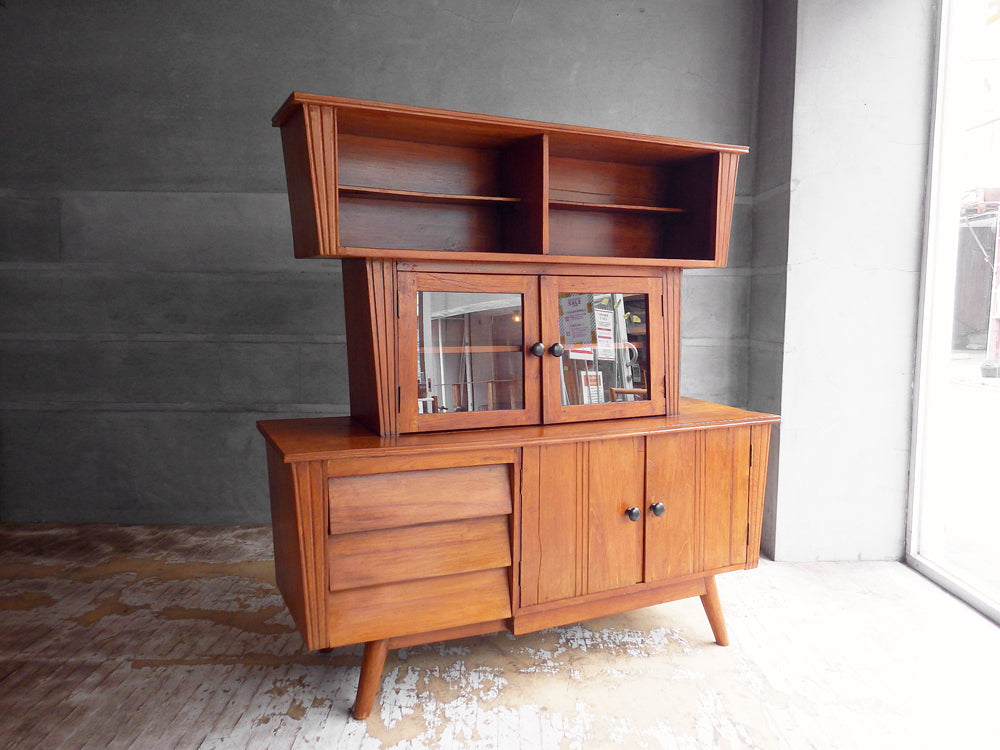 ビーカンパニー B-COMPANY 古材 キャビネット マホガニー 本棚 カップボード 引き出し3杯 ガラス扉  中古品 買い取りしました。