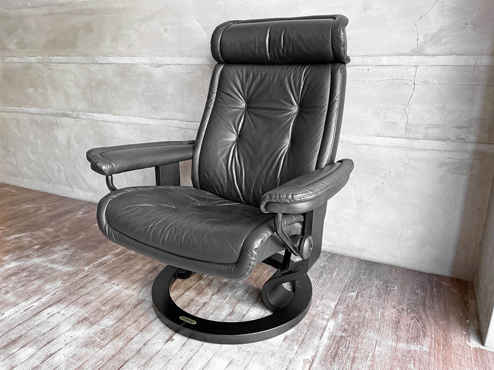 エコーネス EKORNES ストレスレス Stressless プリンス PRINCE リクライニングチェア 本革 ブラック 本革 レザー 現状品 中古品 買い取りしました。