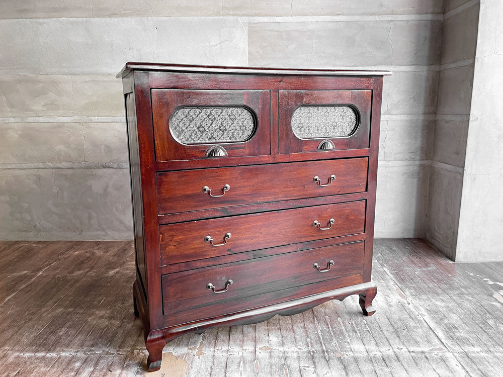 ビーカンパニー B-COMPANY 5ドロワー チェスト キャビネット マホガニー無垢材 W95cm アンティーク調 中古品 買い取りしました。
