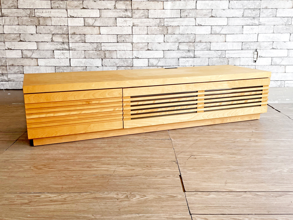 ブランチ BRUNCH オーダーメイド 格子 テレビボード AVボード メープル材 プッシュドア式 ナチュラル W160cm SISO DENMARK 中古品 買い取りしました。