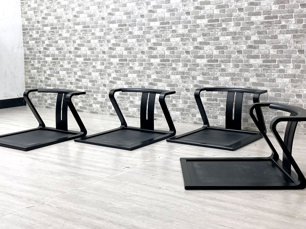 天童木工 Tendo 座イス T-5845WB-BX 原好輝 ホワイトビーチ材 BX色 ブラック 滑り止め塗装 座椅子 スタッキング 和モダン 定価￥53,900- 中古品 買い取りしました。