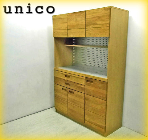 即完売アイテム要チェック！ unico （ ウニコ ） 山小屋を意味する「 HUTTE 」 シリーズの実用性を兼ねた機能的ナチュラルモダンな 『 キッチンボード ・ L 』 再入荷！