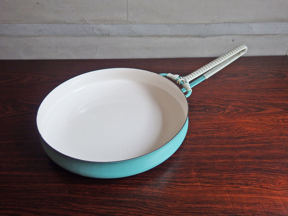 ダンスク DANSK コベンスタイル Koben style フライパン 籐巻き 25cm ライトブルー & オレンジ  中古品 買い取りしました。