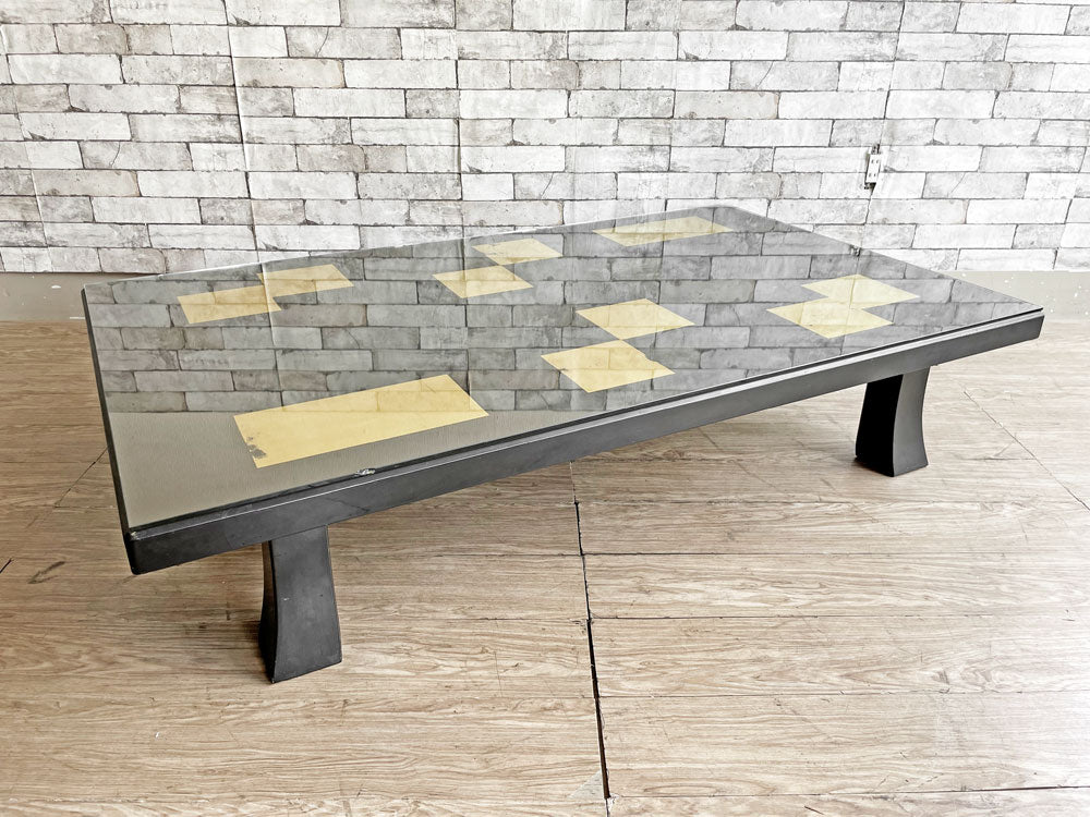 ジャパニーズクラシックスタイル 座卓 センターテーブル 無垢材 漆塗り 金箔 W151cm ガラス天板付 中古品 買い取りしました。