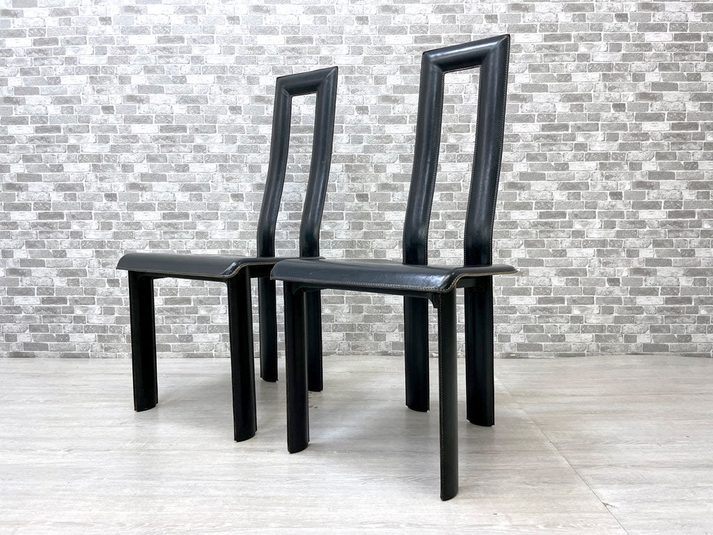 イカミ YCAMI レジアチェア Regia Chair ダイニングチェア 総本革 レザー張り 2脚セット ブラック アントネッロ・モスカ Antonello Mosca イタリアモダン 買い取りしました。