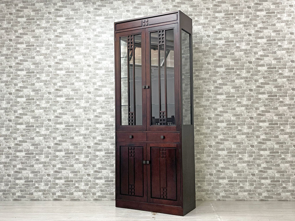 アールデコスタイル Art Deco Style キュリオケース ガラスショーケース キャビネット 飾り棚 照明付き H198cm ビンテージ 中古品 買い取りしました。
