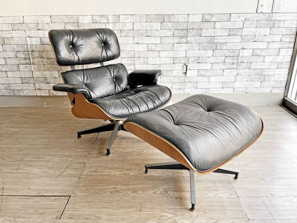 ハーマンミラー Herman Miller イームズラウンジチェア & オットマン ブラックレザー ローズウッド 1970-80s ビンテージ ミッドセンチュリー 中古品 買い取りしました。