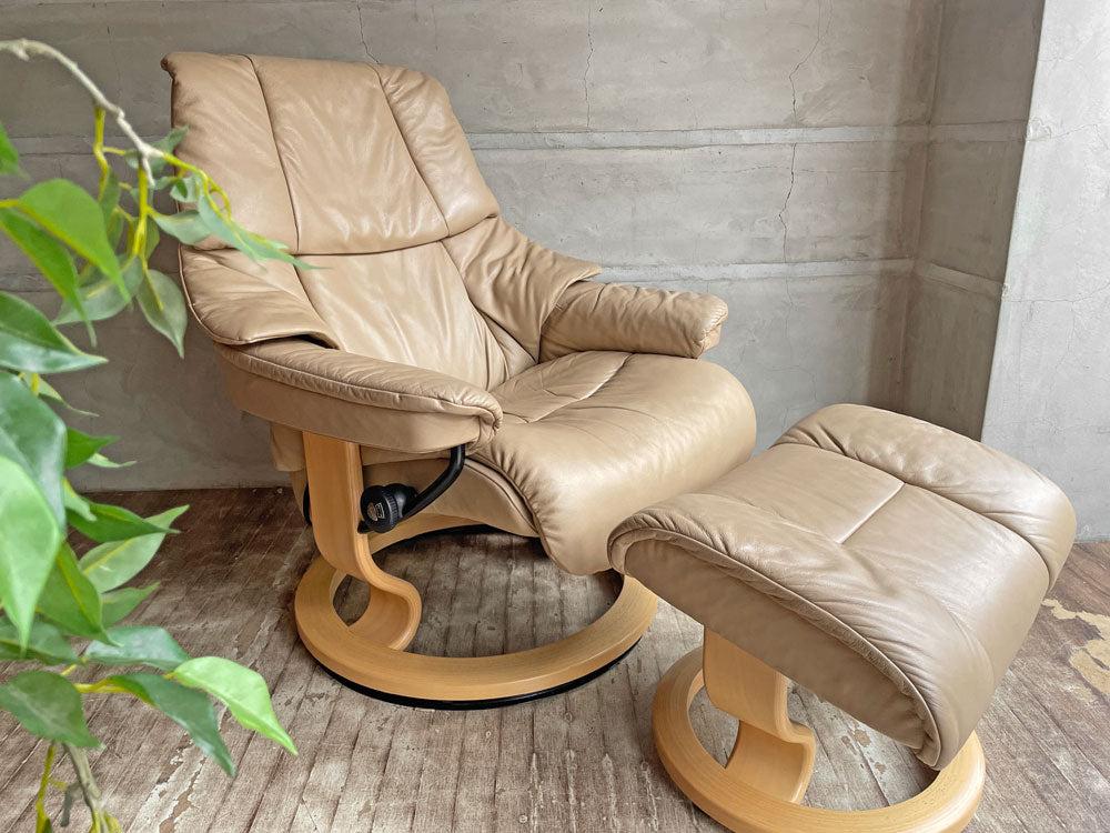 エコーネス EKORNES ストレスレスチェア Stressless レノ RENO リクライニングチェア＆オットマン Mサイズ サンドベージュ ノルウェー ～ひとりひとりに寄り添う～