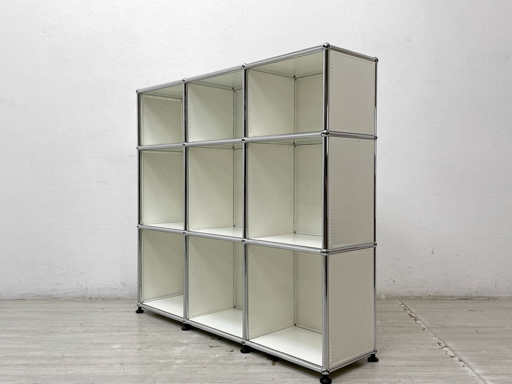 ユーエスエムハラー USMハラー USM Haller モジュラーファニチャー オープンシェルフ 3列3段 ピュアホワイト 本棚 飾り棚 キャビネット スイス 定価￥346,435- 中古品 買い取りしました。