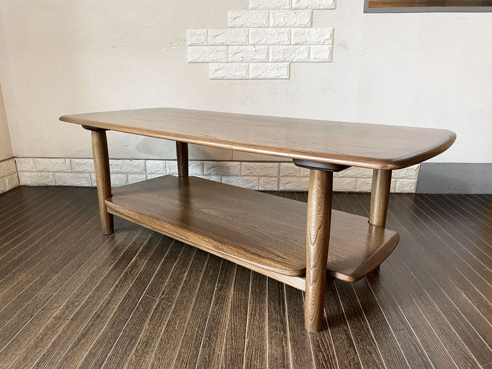 アーコール Ercol センターテーブル ローテーブル エルム材 W129cm 収納板付 カントリースタイル イギリス 英国家具  中古品  買い取りしました。