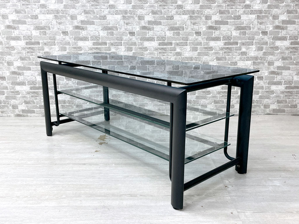 モダンデザイン Modern Design テレビボード AVボード 強化ガラス スチール ブラック W120cm 3段 中古品 買い取りしました。