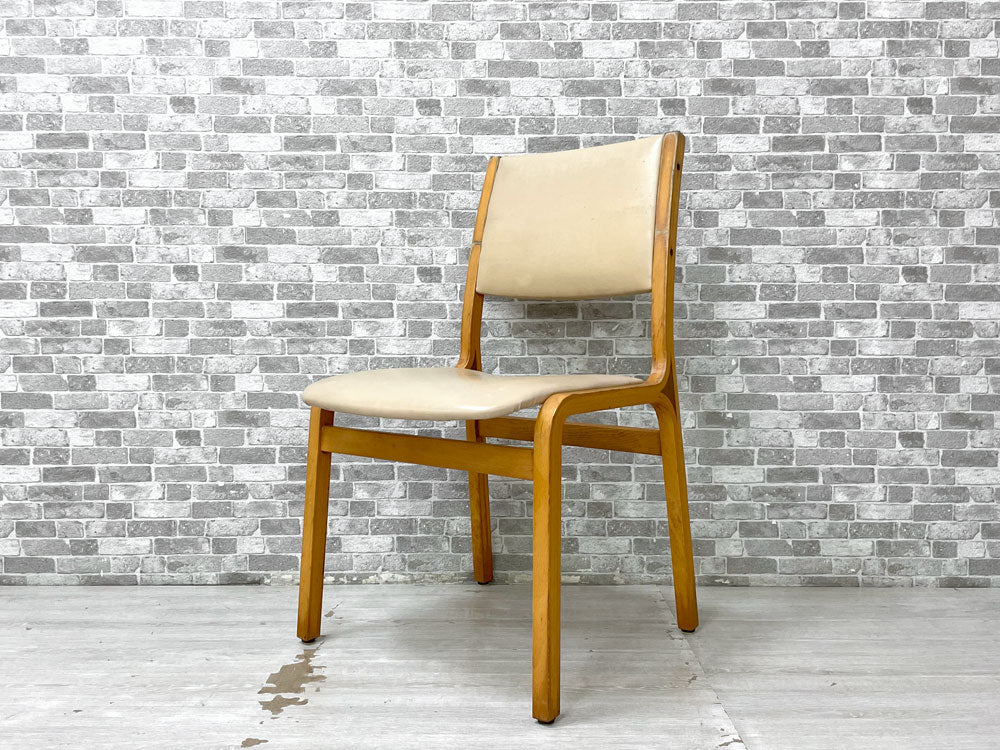 天童木工 Tendo T-0592 ダイニングチェア 食堂イス プライウッド ビーチ材 ビニールレザー コマ入れ成形 ビンテージ ジャパニーズモダン B 中古品 買い取りしました。