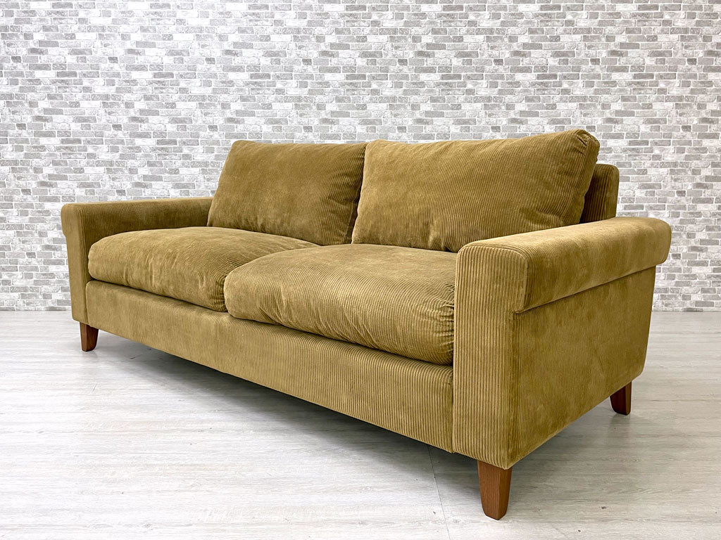 トラックファニチャー TRUCK FURNITURE FKソファ SOFA 3シーター コーデュロイ ウォールナット無垢材 フェザークッション 張地F-21 グリーン 中古品 買い取りしました。
