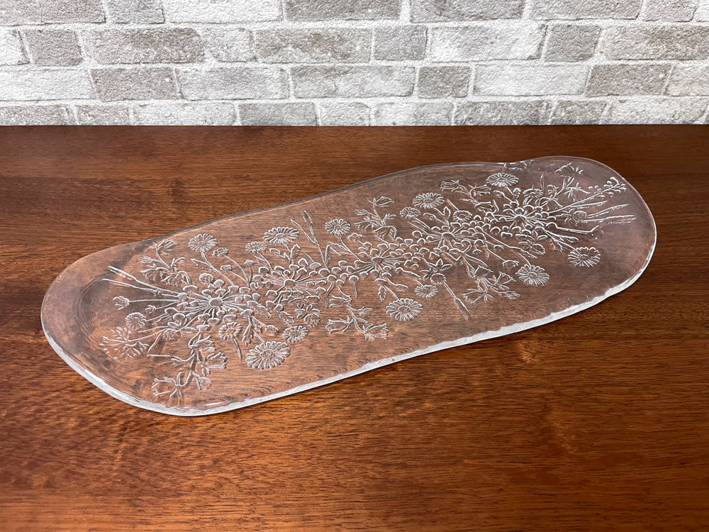 コスタボダ KOSTA BODA ウラ ULLA 長皿 ガラスプレート プラター W41cm シェル・エングマン Kjell Engman スウェーデン 北欧食器 廃番  中古品 買い取りしました。