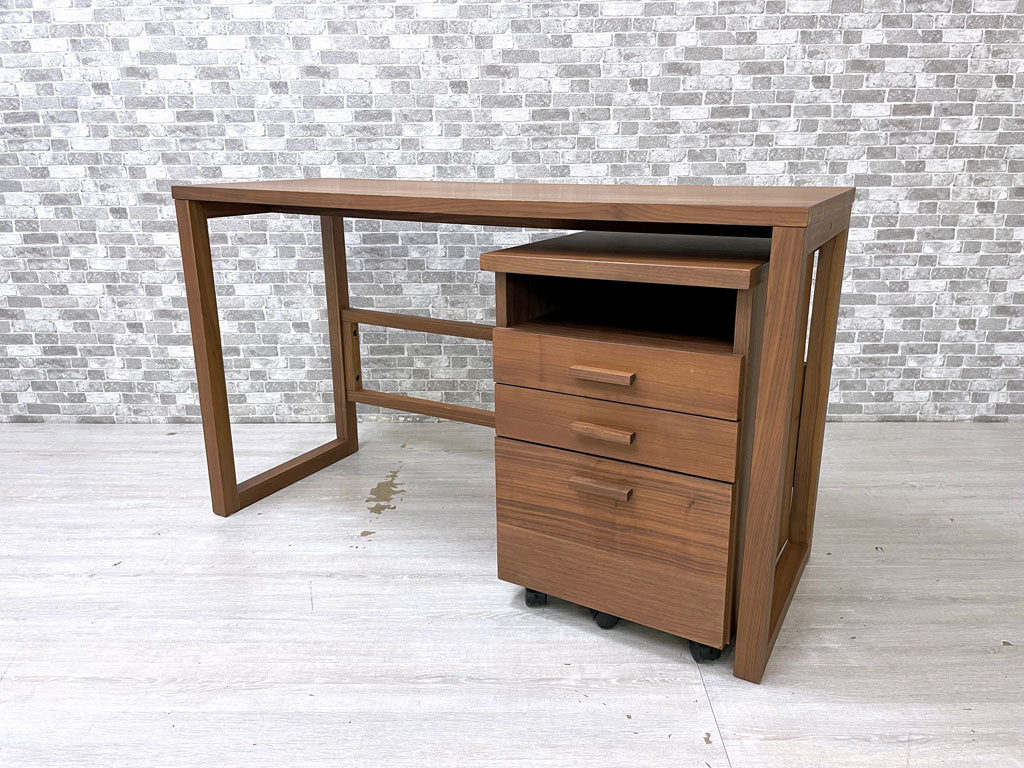 アクタス ACTUS コム COM デスク ＆ デスクワゴンセット ウォールナット材 W120cm ナチュラルモダン 中古品 買い取りしました。