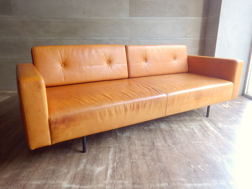 ランドスケーププロダクツ Landscape Products パーチソファ Perch Sofa 3人掛け キャメル レザー パイン無垢材 定価539,000円 中古品 買い取りしました。