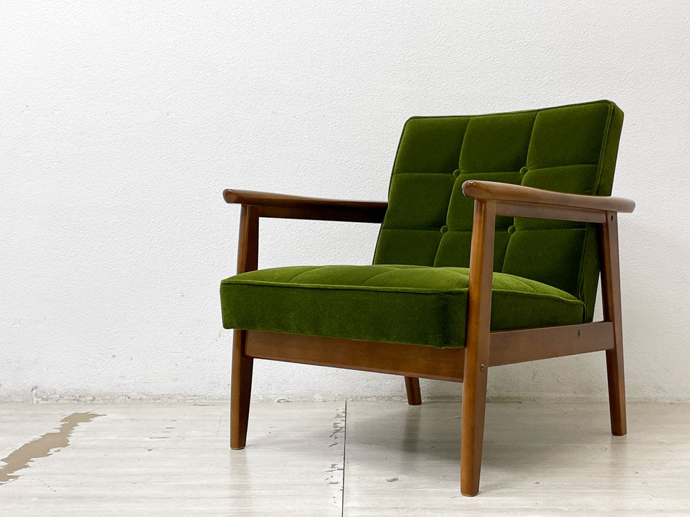 カリモク60 Karimoku60 Kチェア 1シーター ソファ モケットグリーン 60's レトロモダン ミッドセンチュリー 定価￥64,350-   中古品 買い取りしました。