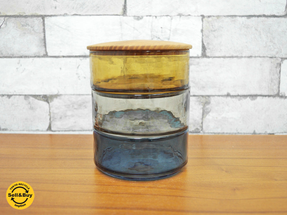 西山芳治 × 古橋治人 二人展 3段ガラスお重 蓋つき 現代作家 中古品 買い取りしました。