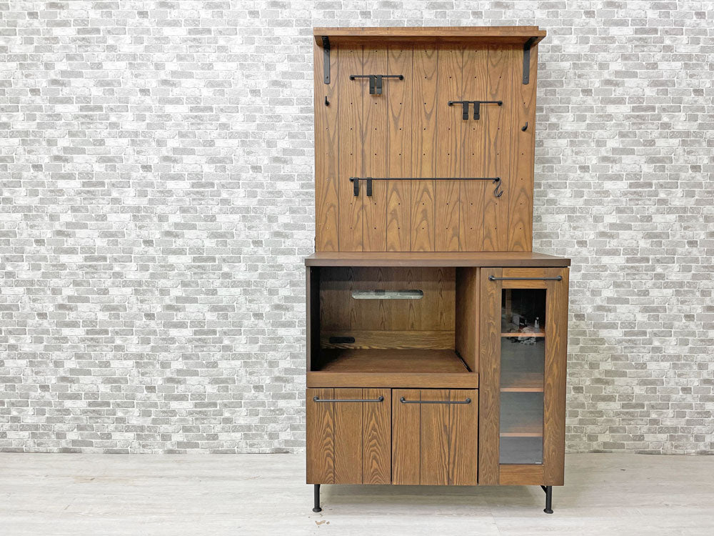 ロウヤ LOWYA クラモキッチンキャビネット キッチンカウンター ブラウン フック付き インダストリアルスタイル 中古品 買い取りしました。