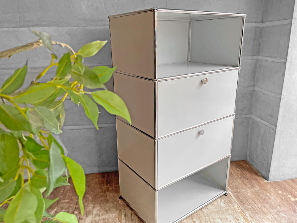 ユーエスエムハラー USMハラー USM Haller モジュラーファニチャー キャビネットシェルフ 1列4段 ライトグレードロップダウンドア W77×D52cm 中古品 買い取りしました。