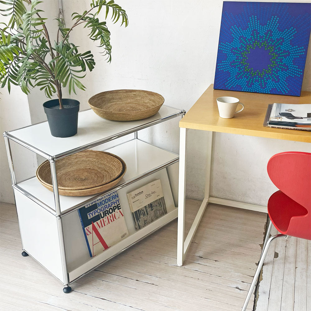 ユーエスエムハラー USMハラー USM Haller モジュラーファニチャー キャビネット シェルフ 1列2段 ホワイト マガジンラックパネル～洗練された機能～