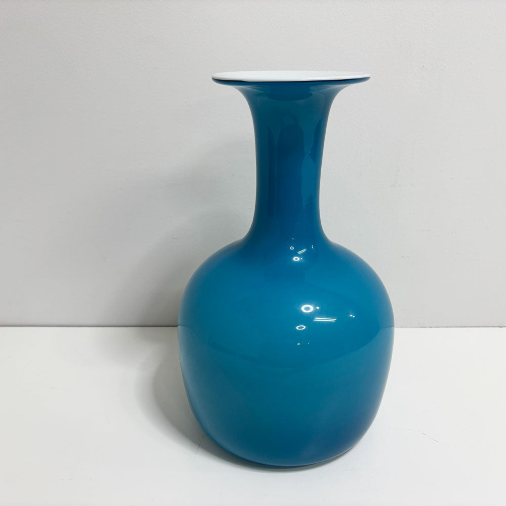 【祖師ヶ谷大蔵店】北欧ビンテージ Scandinavian Vintage ガラス フラワーベース 花瓶 被せガラス ブルー×ホワイト H33cm 買取させていただきました。